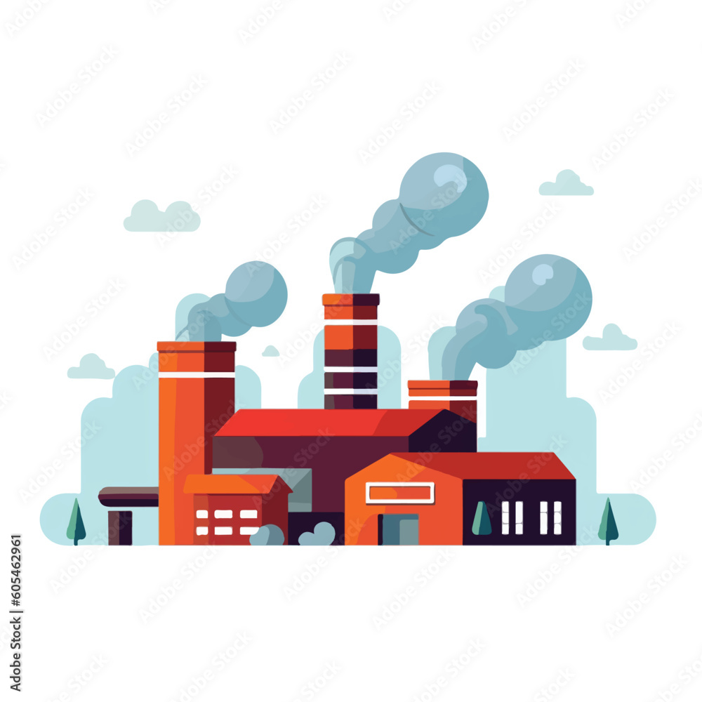 Factory chimney air pollution concept flat design