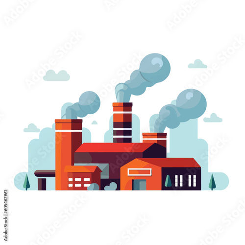 Fototapeta Naklejka Na Ścianę i Meble -  Factory chimney air pollution concept flat design