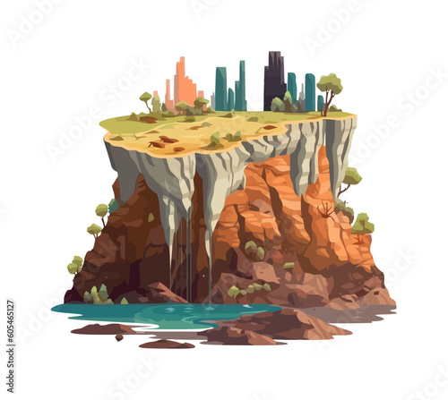 cliff and sea landscape, vector style