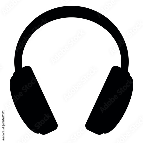 Headphones - black and white simple symbol silhouette of circumaural headphones, vector illustration isolated on white
