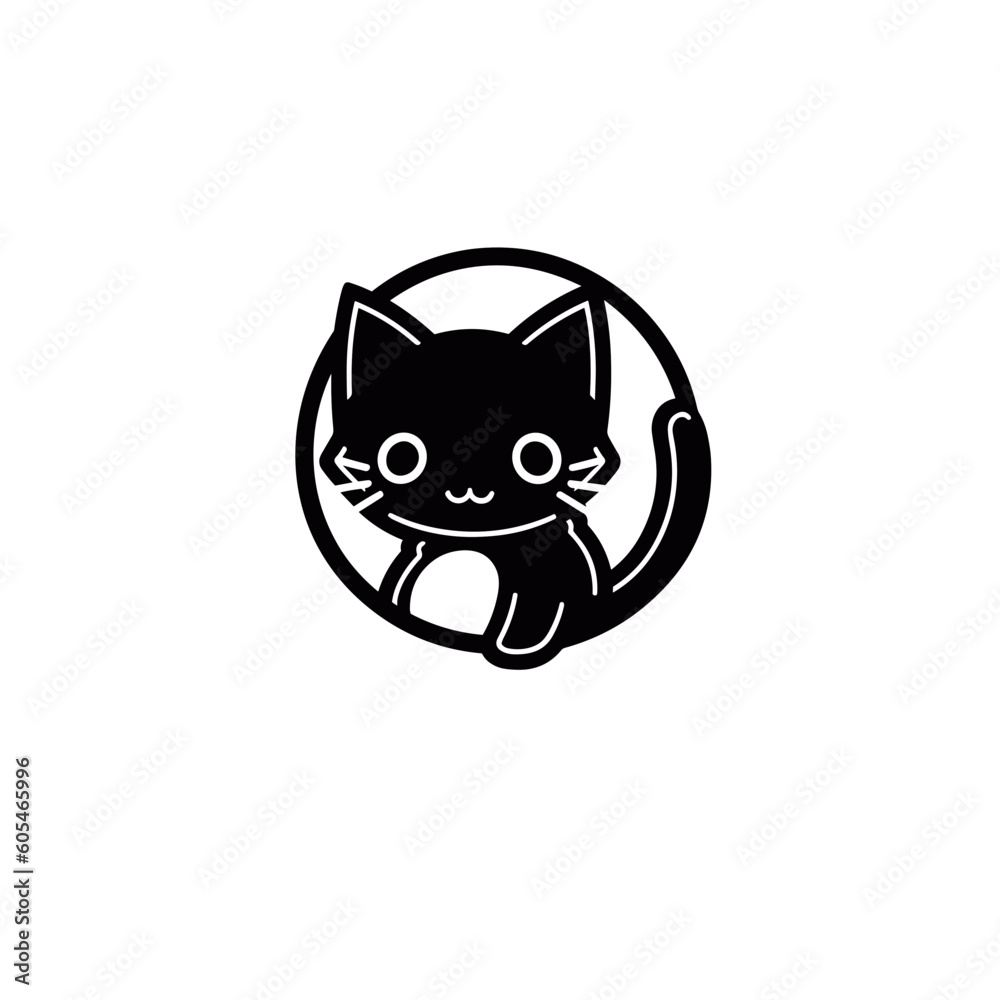  line simple logo black cat