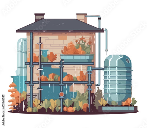 Modern green eco factory building