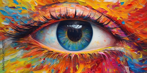 AI Generated. AI Generative. Photo realistic illustration of human eye oil draw. Graphic Art