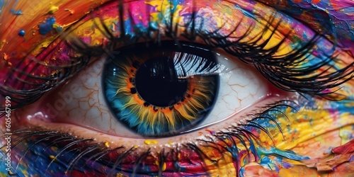 AI Generated. AI Generative. Photo realistic illustration of human eye oil draw. Graphic Art