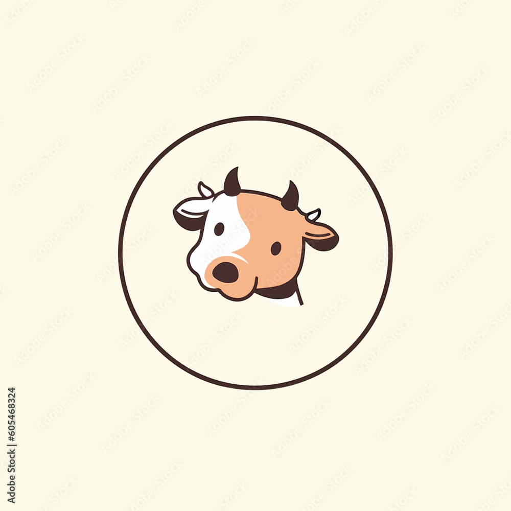  line simple logo cow