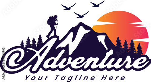 mountain adventure logo premium template vector