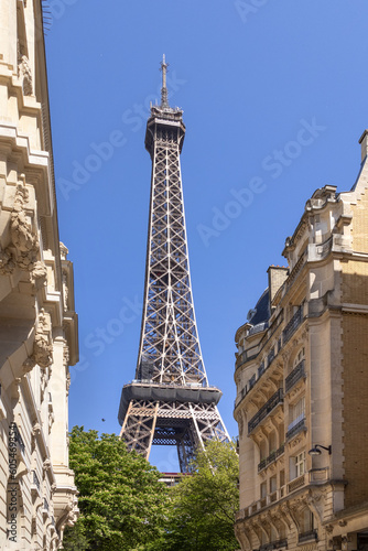  Eiffel Tower against the blue sky.