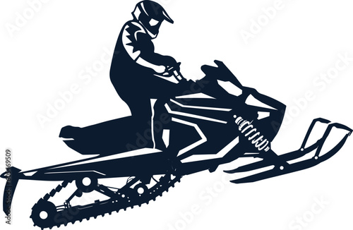 snowmobile silhouette, flying snowmobile, snowmobile logo premium vector