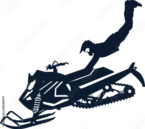 snowmobile silhouette, flying snowmobile, snowmobile race logo template, snowmobile vector illustration