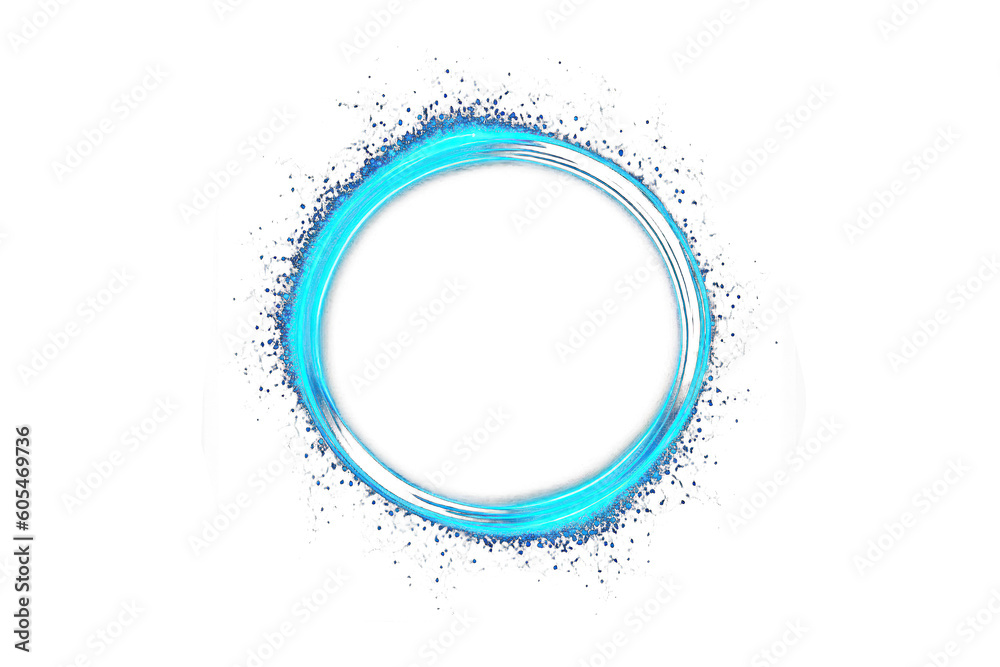 Circle light frame blue illustration art on transparent background. Generative Ai. Circle light frame blue illustration art on transparent background. Generative Ai.