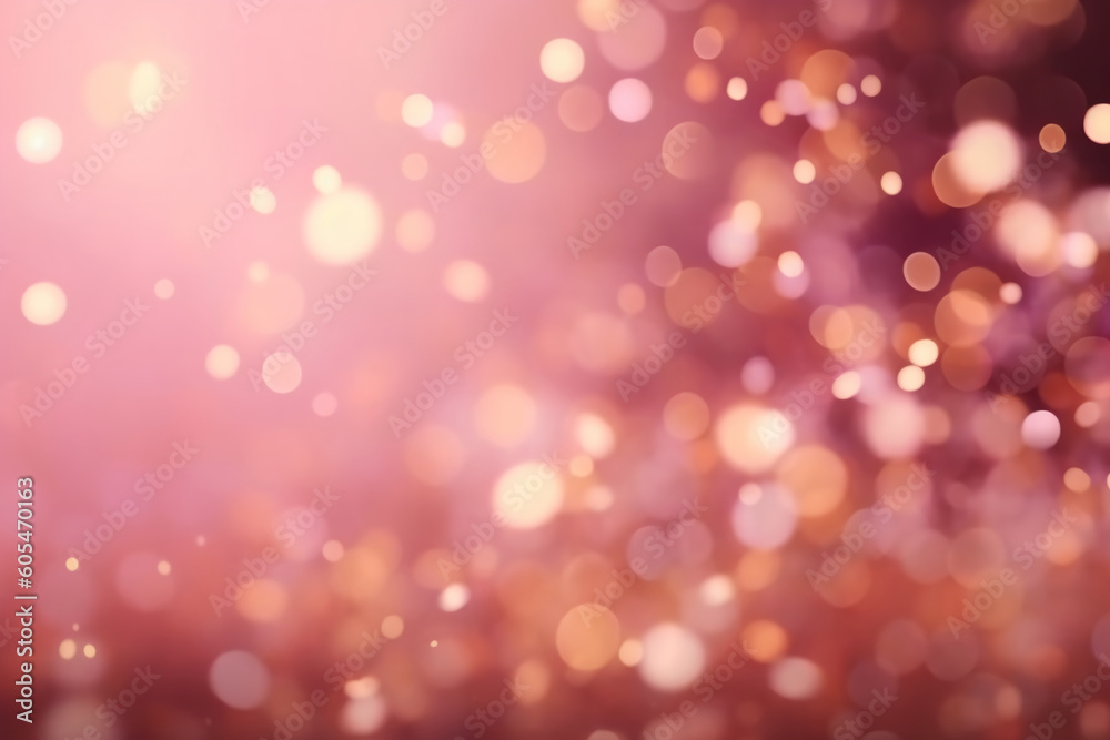 Decorative background. Abstract luxury sparkly pink holiday background with gold particle. AI generative