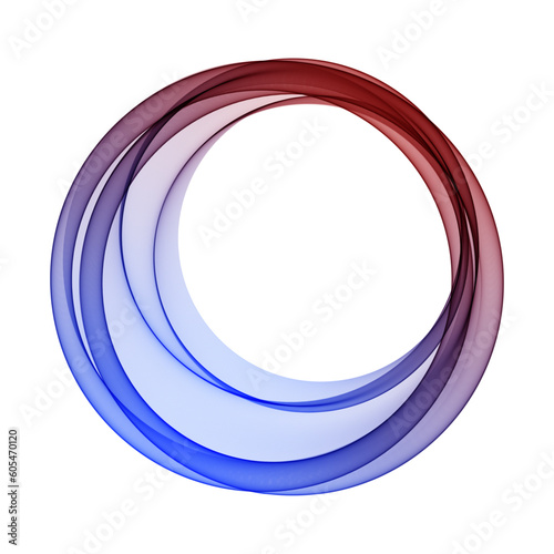 Blue-red circular waves on a white background