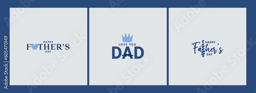 Happy Fathers Day Set of greeting posts