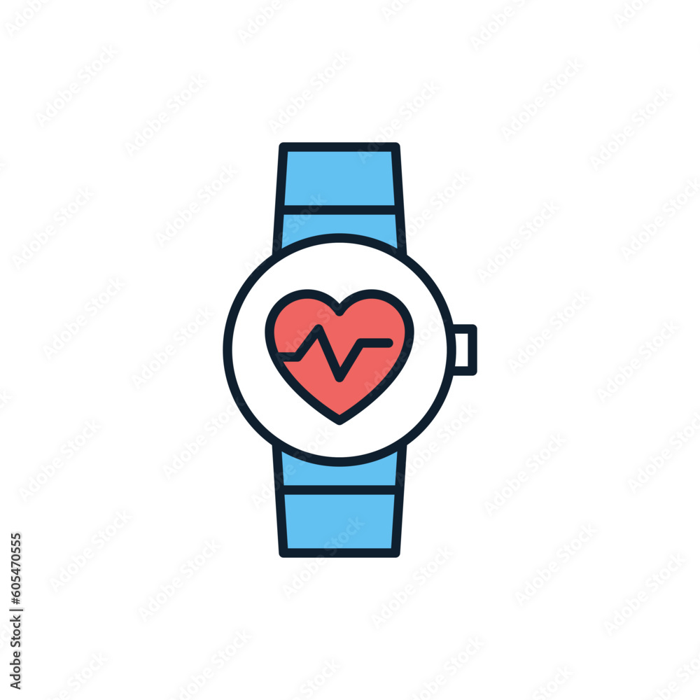 Smart Watch Medical Service related vector line icon. Heartbeat. Isolated on white background. Vector illustration. Editable stroke