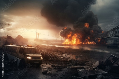 Illustration depicting apocalyptic event. Generative AI