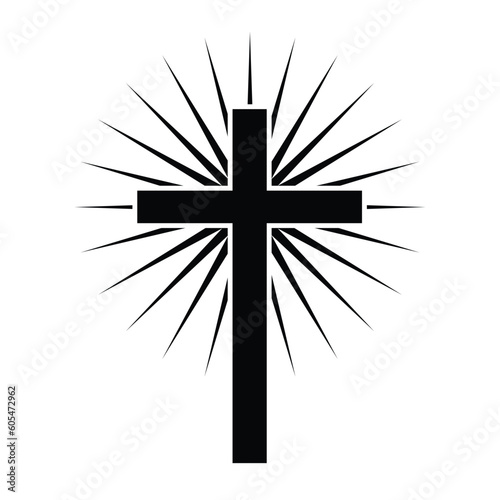 Obraz na plátne Cross with shining light isolated on a white background