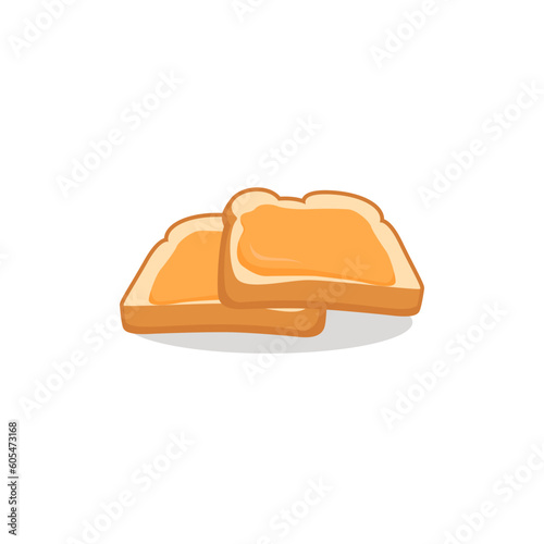 Vector slice of bread or toast with a peanut butter isolated illustration