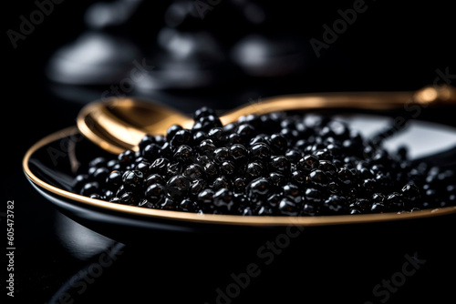 black caviar elegant serving . Generative AI