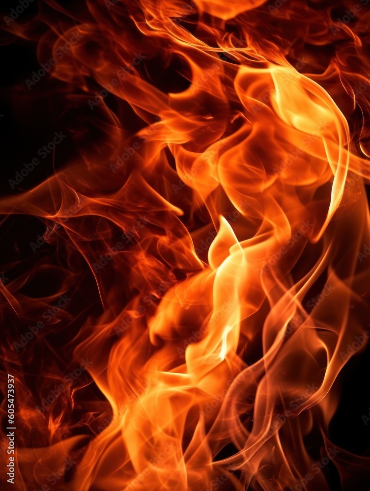 Fire flames on black background. Generative ai Fire flames on black background. Generative ai