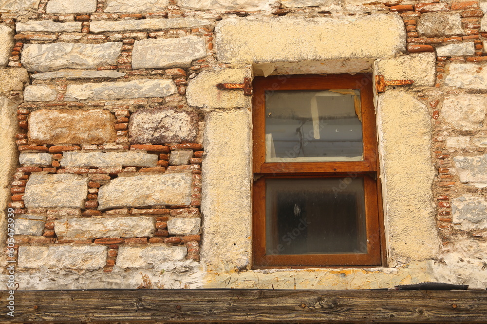 Abstract close-up of Bodrum home wall with window. Abstract close-up of Bodrum home wall with window.