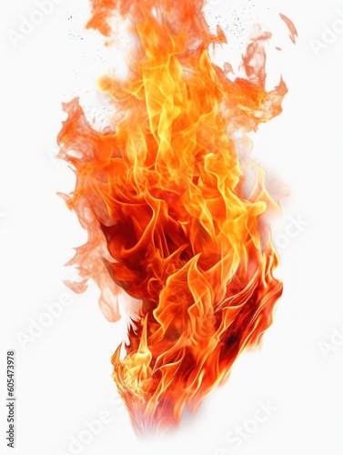 Fire flames isolated on white background. Generative ai