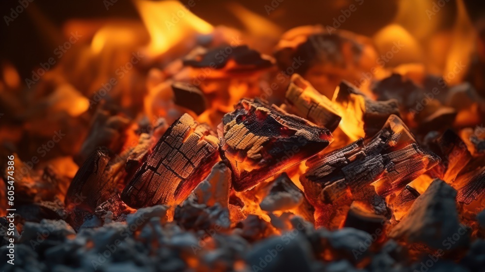 Burning coals from a fire abstract background. Generative ai Burning coals from a fire abstract background. Generative ai