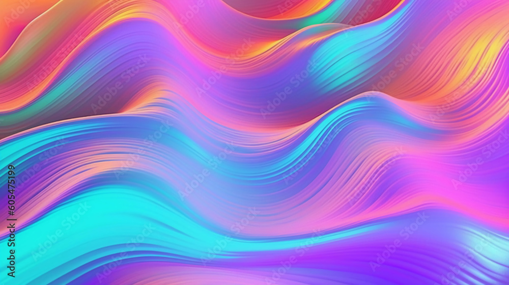 neon wave abstract background. AI generative