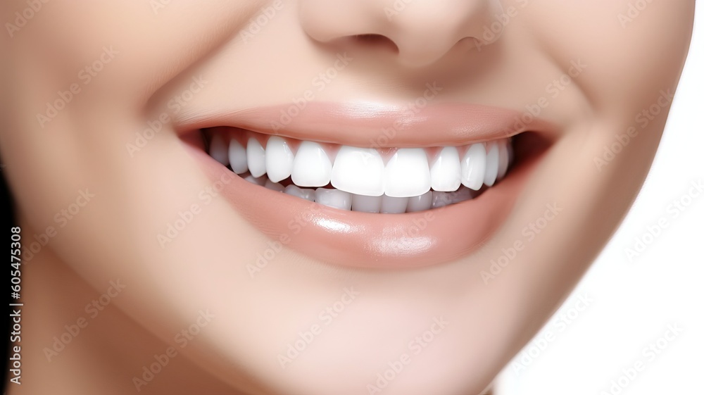 Fototapeta premium Close up shot on a perfect smile, generative ai