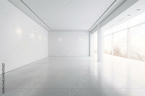 A visualization of a blank interior wall done in 3D  rendered in a mockup. Generative AI