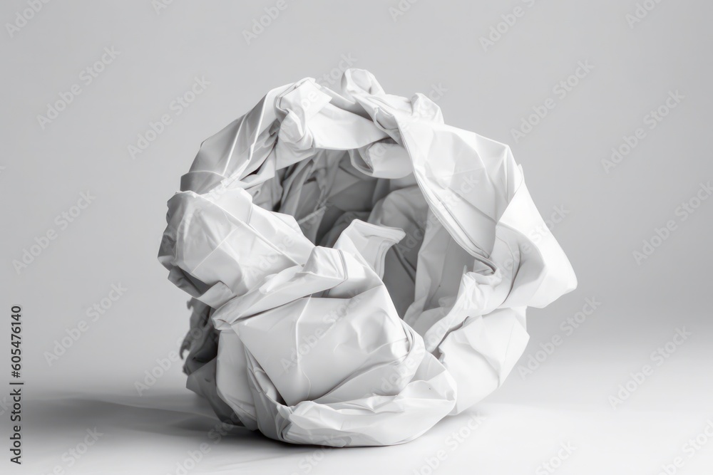 Recycling symbol from white paper isolated on white. Paper recycling arrows, reuse.Generative AI Recycling symbol from white paper isolated on white. Paper recycling arrows, reuse.Generative AI
