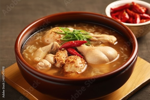 Samgye-tang or ginseng chicken soup meaning Food photography