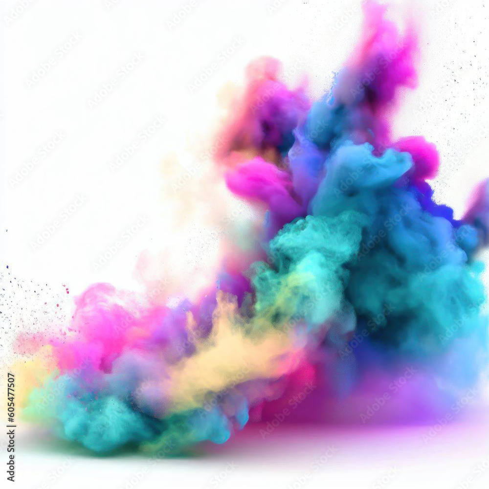 Illustration Featuring Realistic Colorful Smoke Powder, Generative AI