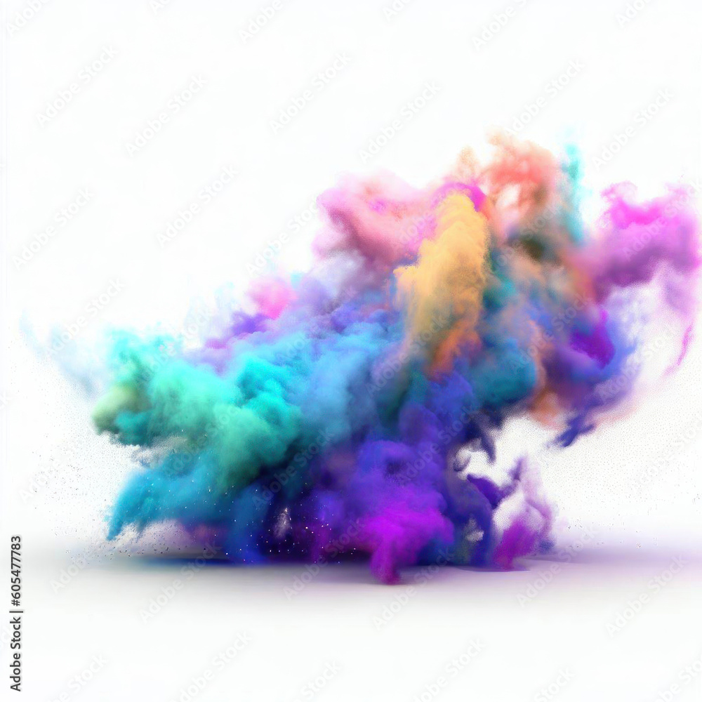Colorful Smoke Powder Illustration with Realistic Detail, Generative AI