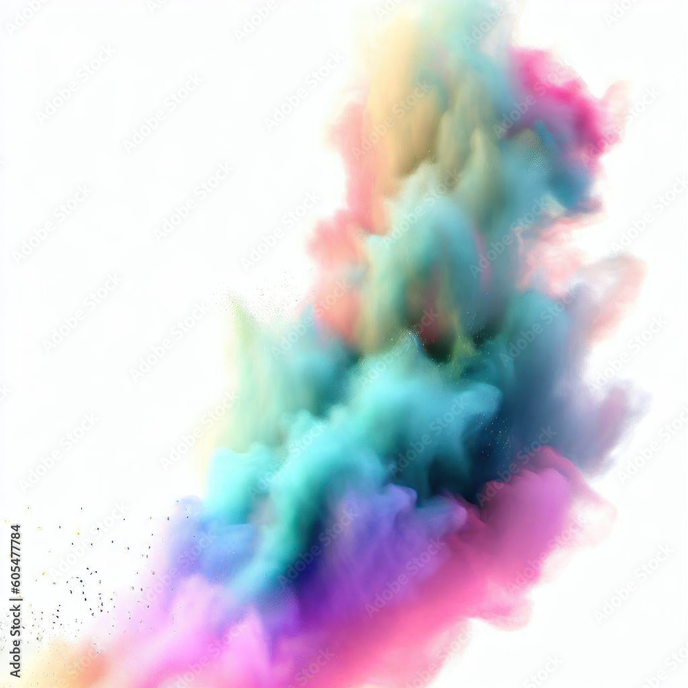 Realistic Colorful Smoke Powder Composition, Generative AI