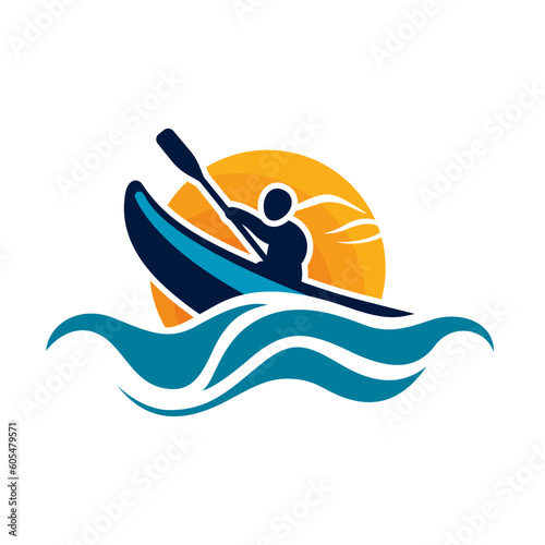 Kayak water sport logo template vector image .