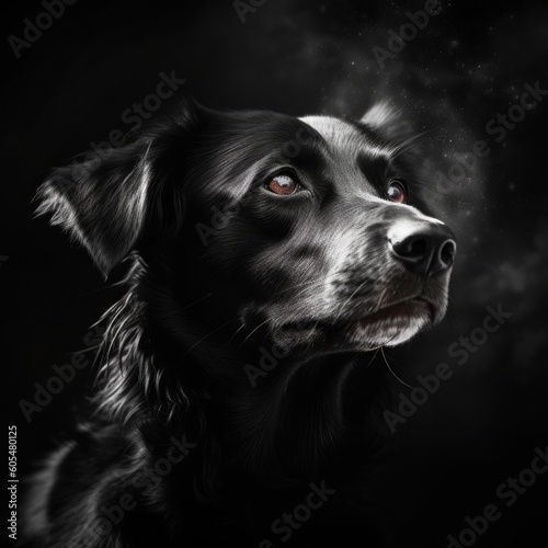 AI-image closeup portrait of beautiful dog looking to right