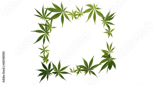 marijuana leaves as a frame border  isolated with copyspace