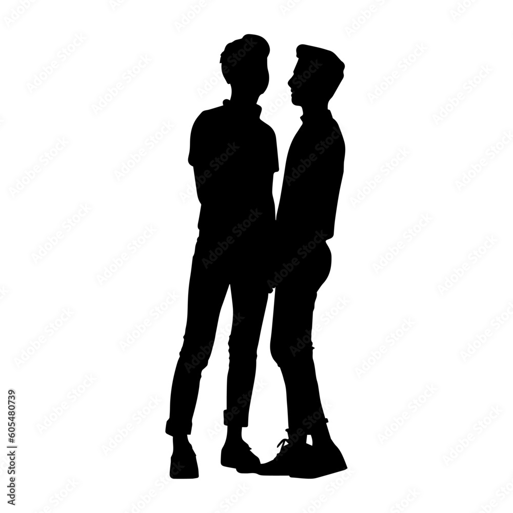 Vector illustration. Silhouette lgbt couple men. Partners. Minimalism.
