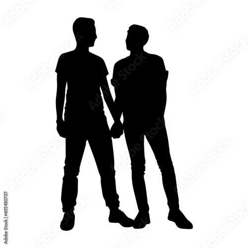 Vector illustration. Silhouette lgbt couple men. Partners. Minimalism.