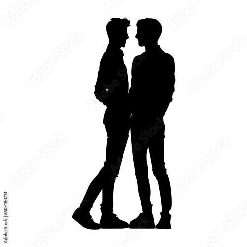 Vector illustration. Silhouette lgbt couple men. Partners. Minimalism.