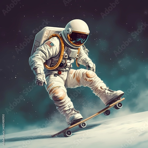 Astronauta com Patins Inline Deslizando pelo Espaço © Propag
