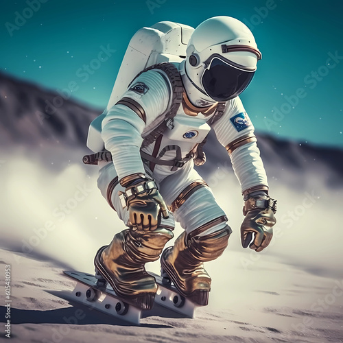 Astronauta com Patins Inline Deslizando pelo Espaço © Propag