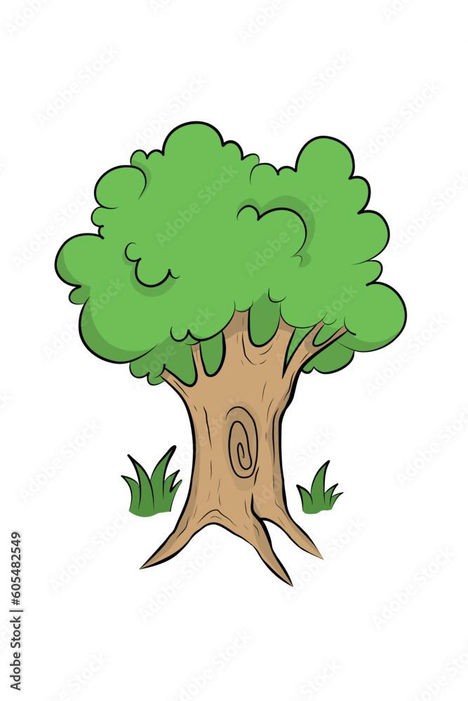 Vector Hand Drawn Green Tree Illustration Natural Tree Sketch Outline 