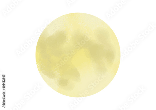 Vector illustration material of "full moon" like a watercolor painting　水彩画のような「満月」のベクターイラスト素材