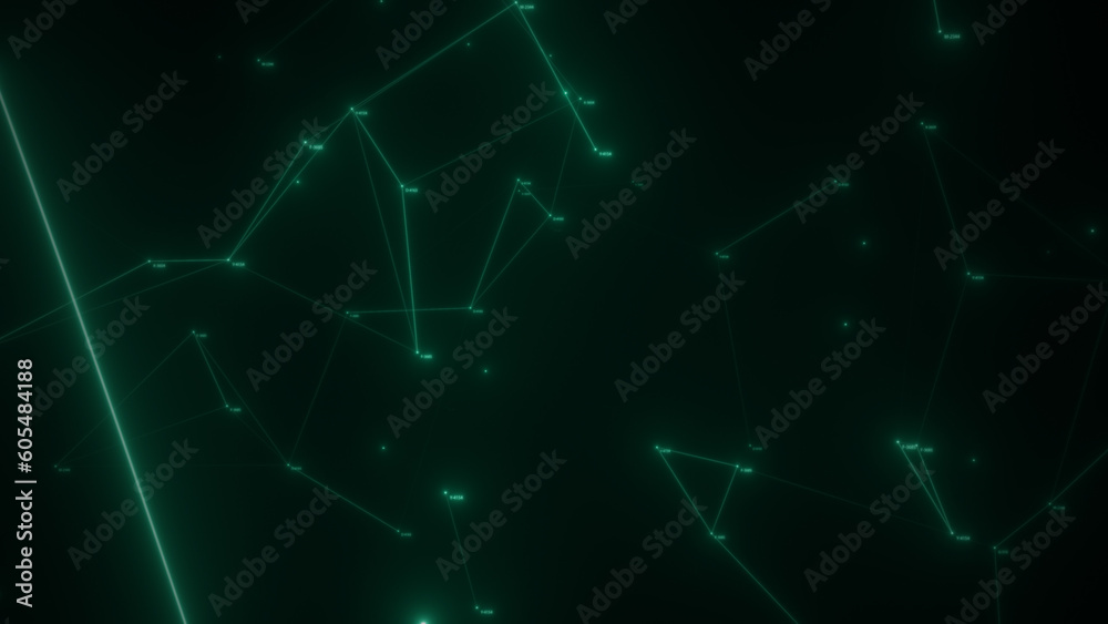 Abstract technology background from animated lines and dots. Geometrical backdrop