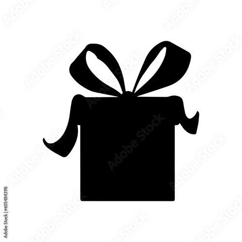 Vector illustration. Silhouette of a gift box with a bow. Birthday. New Year. Surprise. A Christmas gift.