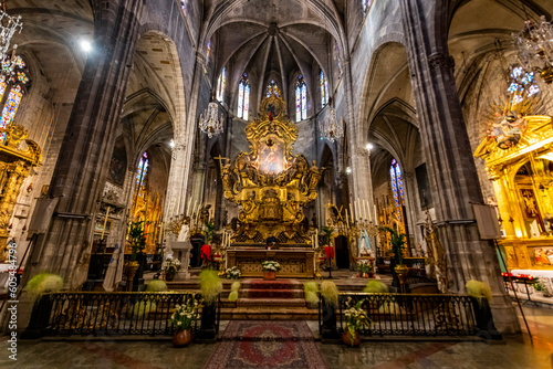 Interior of the Santa Eulalia de Ciutat church, Palma, Mallorca, Balearic Islands, Spain, Mediterranean, Europe photo