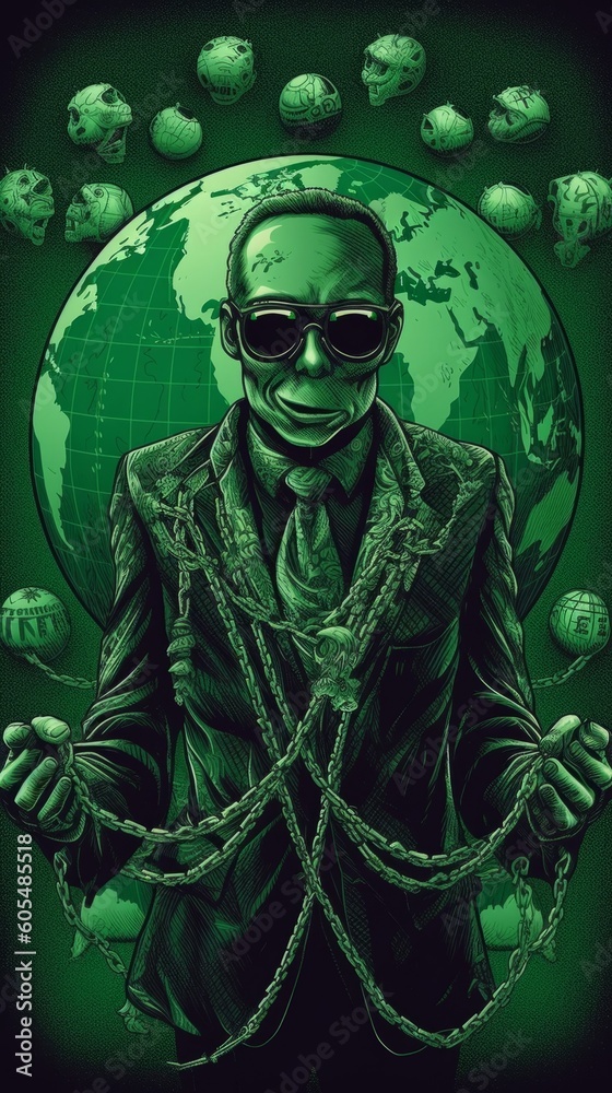 Illuminati and Reptilians are in power, money rules the world. Dollar billionaire and businessman of developed countries. Hybrid world war with the help of finance. Generative AI Illuminati and Reptilians are in power, money rules the world. Dollar billionaire and businessman of developed countries. Hybrid world war with the help of finance. Generative AI