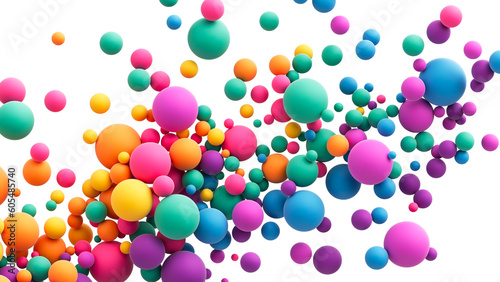 Fototapeta Naklejka Na Ścianę i Meble -  Abstract composition with many colorful random flying spheres isolated on transparent background. Colorful rainbow matte soft balls in different sizes. PNG file