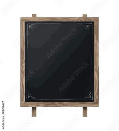 wooden frame with blank blackboard isolated